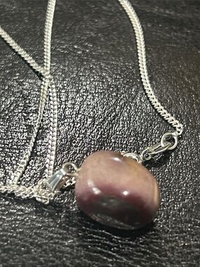 Handcrafted Purple Stone Pendant Necklace in Silver 925